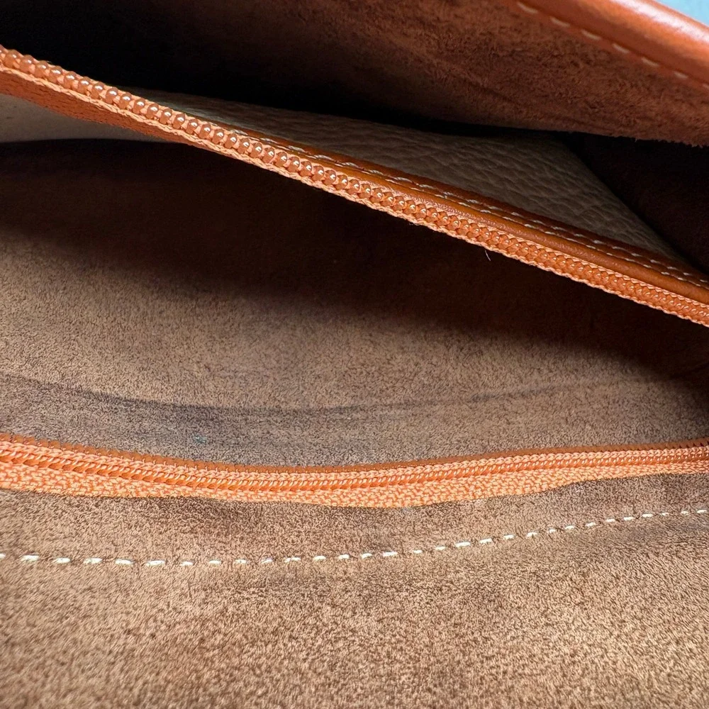 Vintage Pebbled Leather Satchel Handbag Cream Brown Turn Lock Top Handle Bag